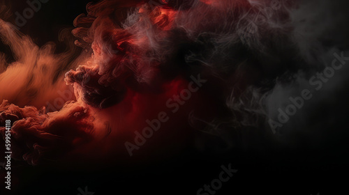 red sky, fire cloud smoke texture, black dark background, horror wallpaper poster design