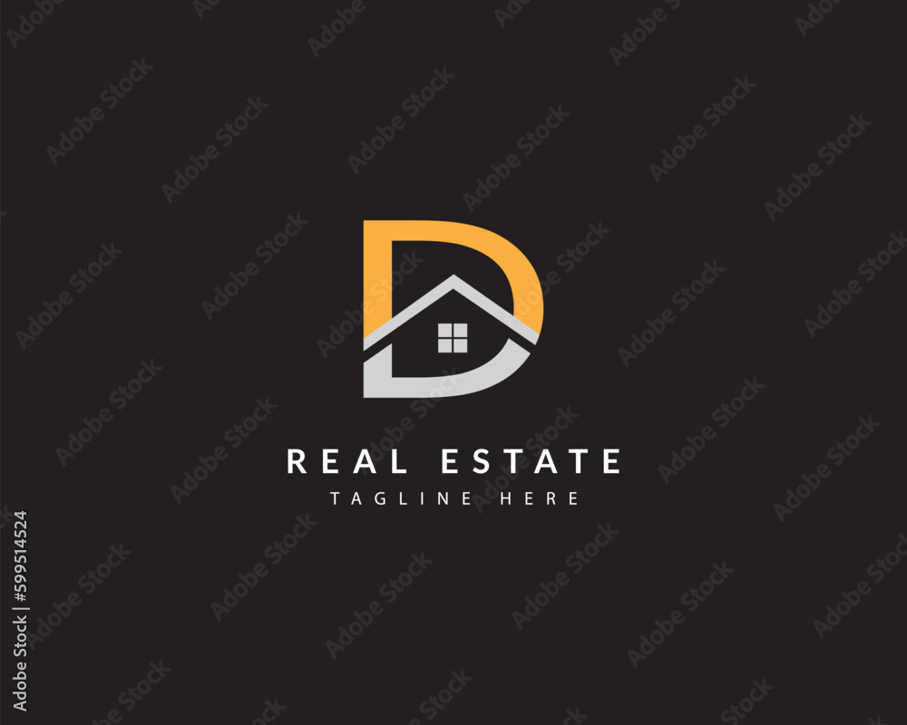 Letter D and Real Estate company logo design Letter D and Real Estate company logo design