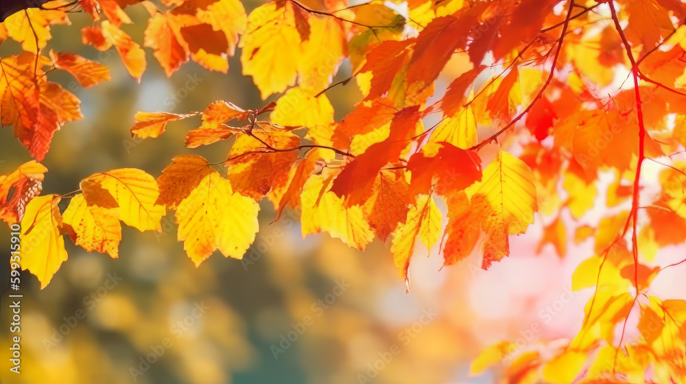 Autumn colorful bright leaves swinging in a tree in autumnal park. Autumn colorful background, fall backdrop Autumn colorful bright leaves swinging in a tree in autumnal park. Autumn colorful background, fall backdrop