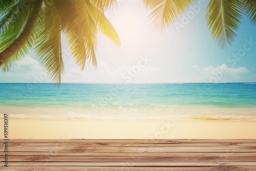 seascape with wooden background -Ai