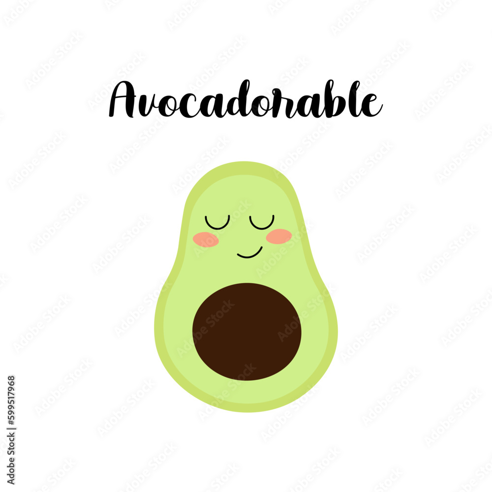 custom made wallpaper toronto digitalAvocado cute smiling isolated illustration with cheeks. Avocadorable greeting card for nutrition or fitness