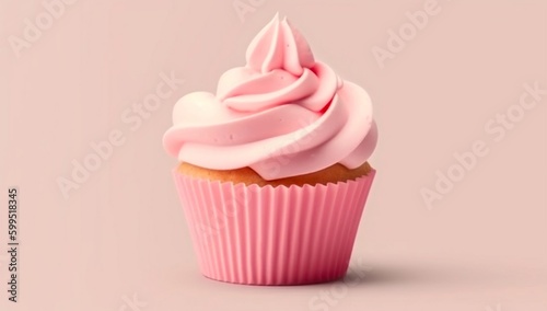 Cup Cake pink butter cream isolated background generative ai variation 3