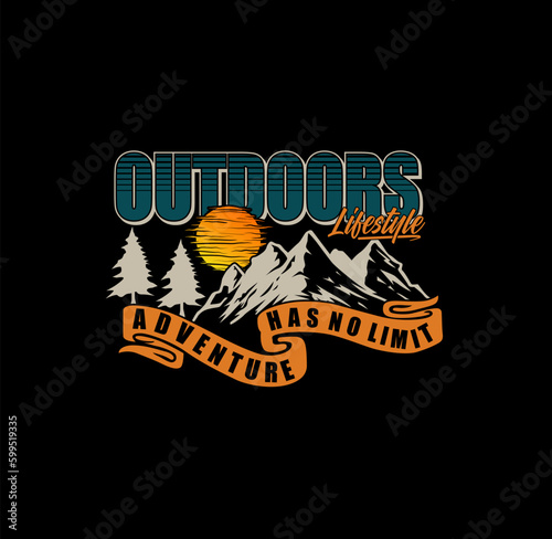  outdoors,vintage style typography slogan. Abstract design vector illustration for print tee shirt and more uses. 