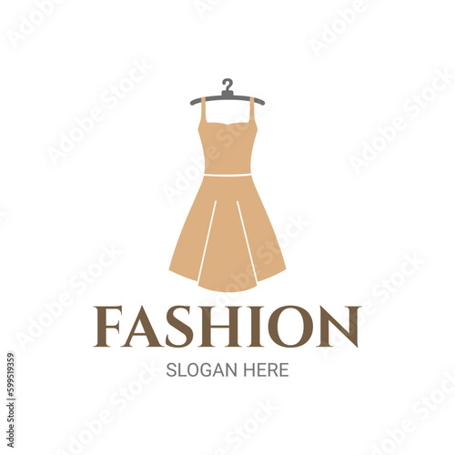 BOUTIQUE OR FASHION LOGO IN SIMPLE AND ELEGANT DESIGN WITH A DRESS ICON