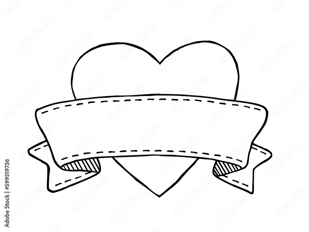 Handdrawn heart banner scroll symbol, hand painted with thin line. Png clipart isolated on transparent background Handdrawn heart banner scroll symbol, hand painted with thin line. Png clipart isolated on transparent background