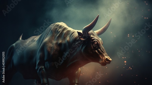 Bull. Exchange trading. Data analysis. Business analysis. Finance chart. Trade arrow. Finance management. Finance forex trading technology. Currency background. Modern design.
