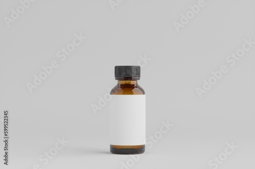 Amber Brown Medical Health Bottle Mockup 3D Illustration