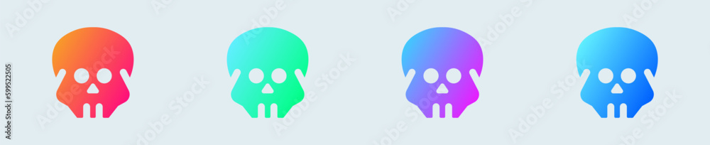 Skull solid icon in gradient colors. Skeleton signs vector illustration. Skull solid icon in gradient colors. Skeleton signs vector illustration.
