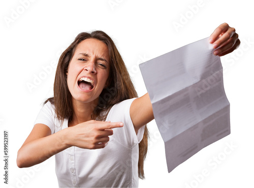 Canvas Print Emotional portrait of a young woman isolated on a neutral background