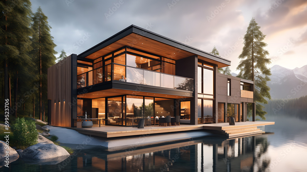 modern house design with a bold and refined facade, a warm color palette and great attention to detail modern house design with a bold and refined facade, a warm color palette and great attention to detail