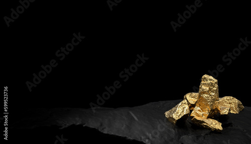 black background and gold rocks