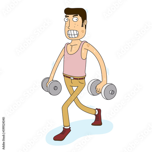 man do a farmer walking exercise