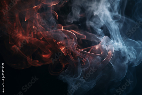 Beautiful smoke with fire on a black background