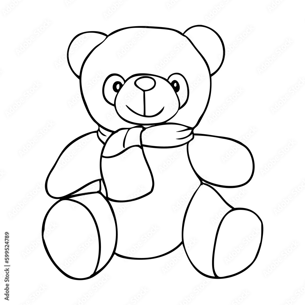Fototapeta premium panda doll line vector illustration
