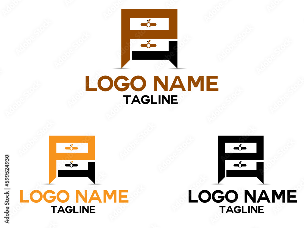 Natural Furniture logo. P letter furniture vector logo design. Wood. Home. Business. Bedroom. premium logo. Icon
