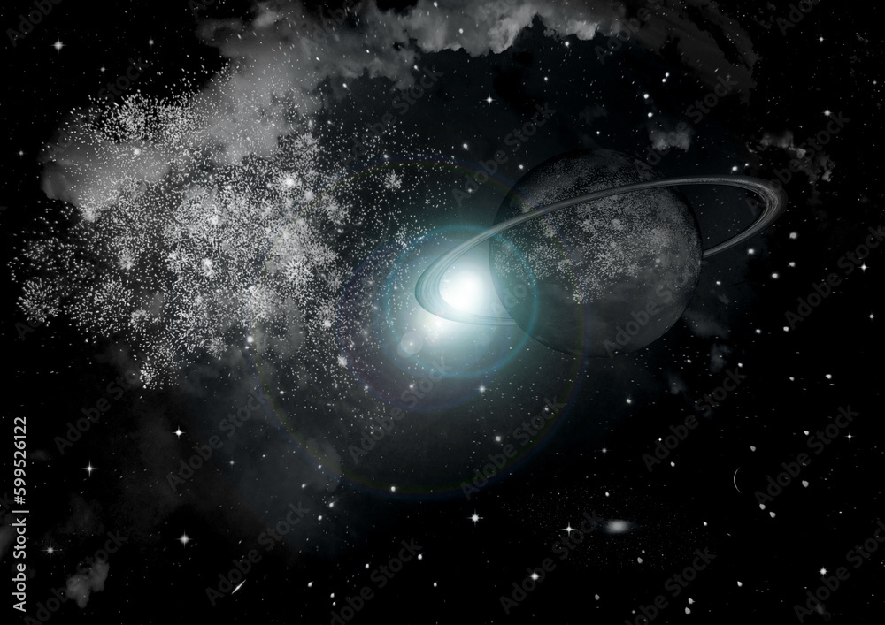 galaxy in a free space. 3D rendering