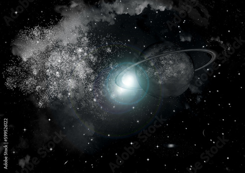 Obraz na płótnie galaxy in a free space. 3D rendering w salonie
