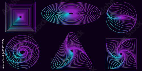 Shape set y2k style for banner. Shape set y2k style for decoaration.Shape set y2k style for poster. Trendy geometric forms.Trendy 90s.Y2k aesthetic.Simple shapes.	