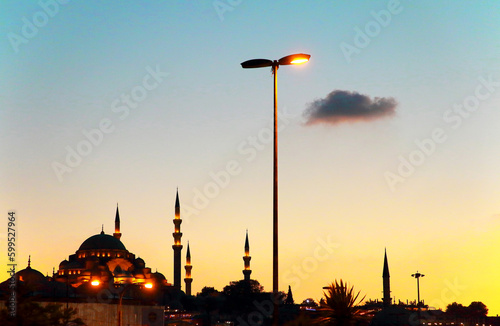 mosque at sunset photo