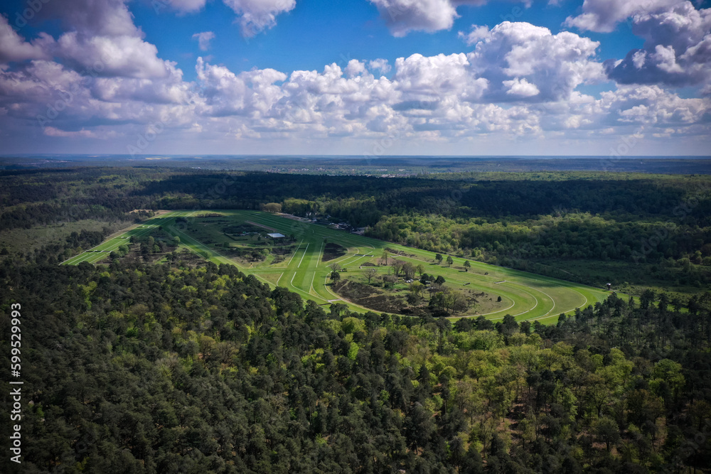 aerial view of the hippodrome of the Solle in the forest of Fontainebleau