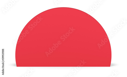 Free Download Red half circle geometric shape isometric decor element 3d realistic illustration - GFXLoad
