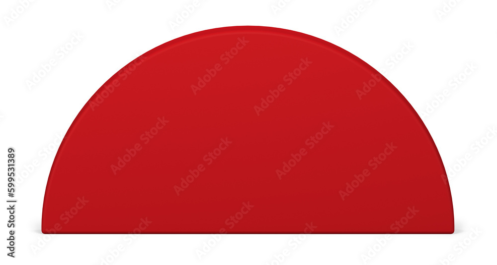 Red half circle geometric shape isometric decor element 3d realistic illustration