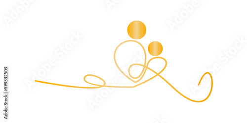 golden art line , world breastfeeding day, vector illustration