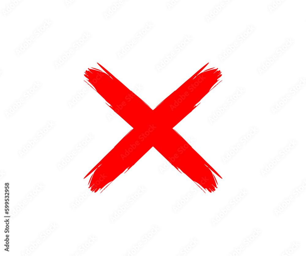 X Grunge letter, Red Cross Mark Brush, Red X mark, X Sign logo design. NO sign vector design and illustration.
X Grunge letter, Red Cross Mark Brush, Red X mark, X Sign logo design. NO sign vector design and illustration.