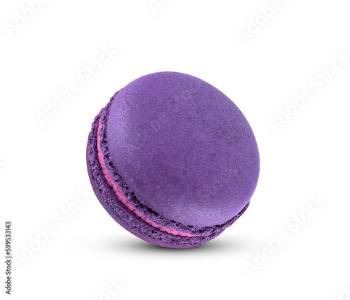 Fotografie Purple macaroon isolated on transparent background. PNG