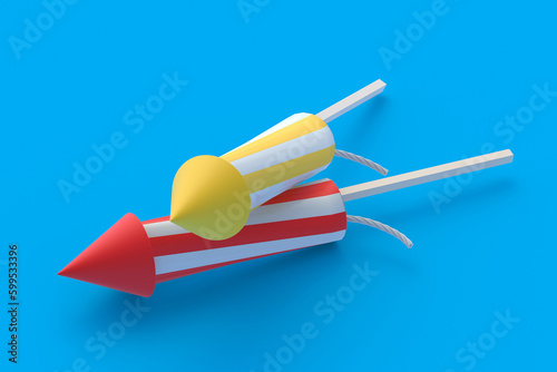 Firework rockets. Party and festival concept. 3d render