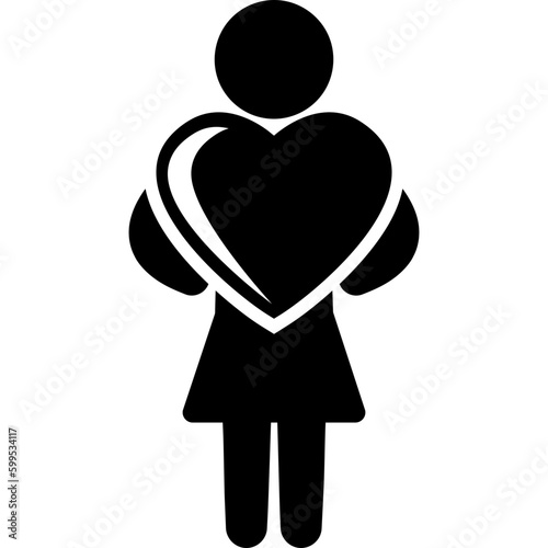 Woman holding a heart Icon