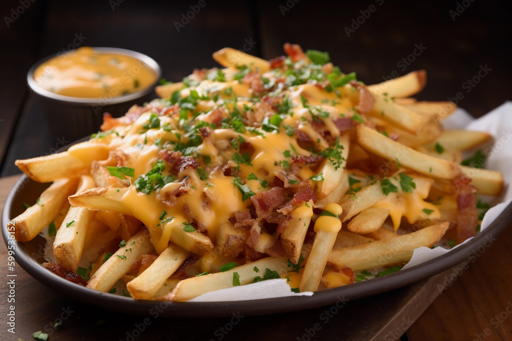 french fries with bacon and cheddar cheese. generative ai