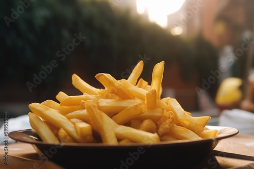 French fries  crunchy and crispy fastfood. generative ai