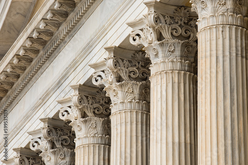 Architectural detail of marble Corinthian order columns	