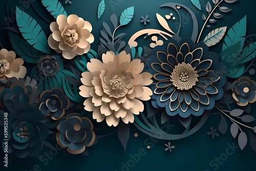 luxury floral illustration design. wallpaper background. generative ai © Felippe Lopes
