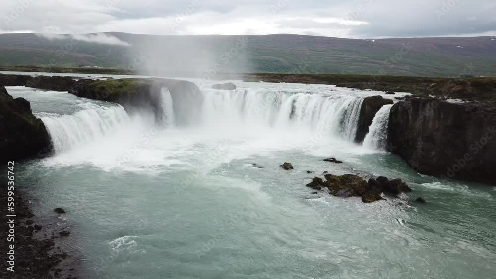 Aerial view of Godafoss waterfall, North Iceland Aerial view of Godafoss waterfall, North Iceland