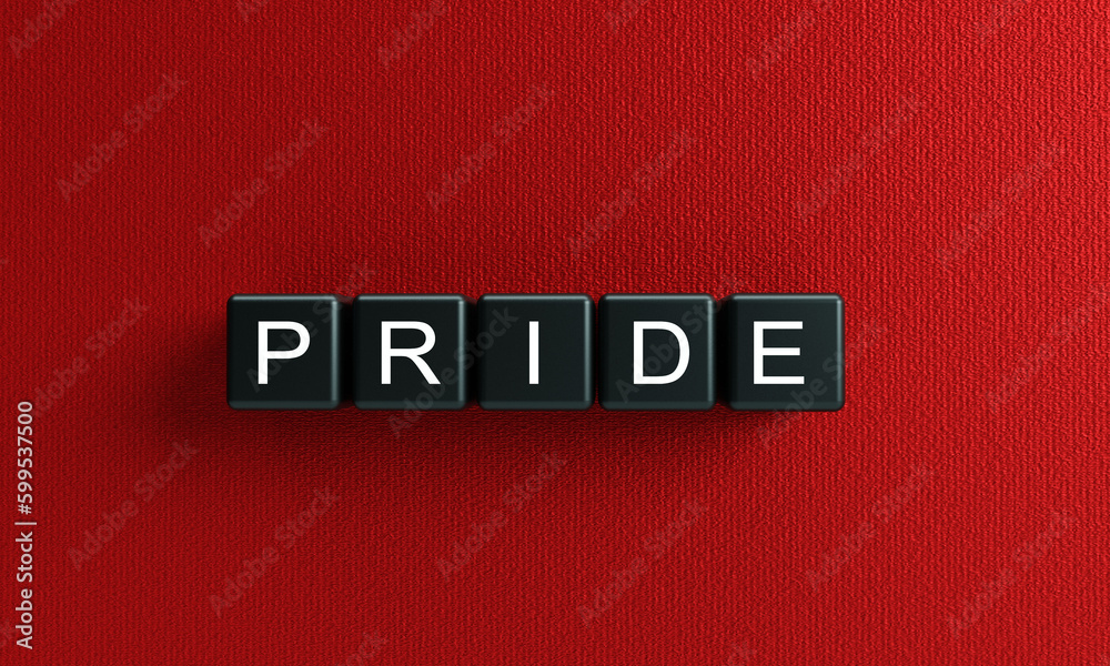 Pride text font calligraphy cube box black color red pink gradient color background center symbol decoration sign gay lesbian rainbow love homosexual freedom bisexual transgender human right community