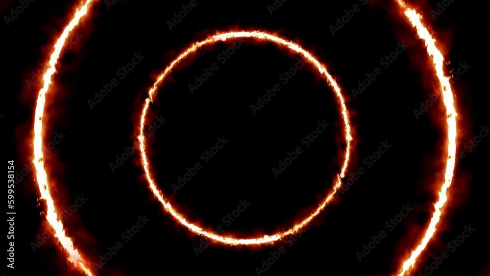 Rotating neon light circle of energy. Particle energy spiral. Abstract technology, science, engineering artificial intelligence. Continuous infinite loop