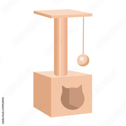 A game complex for cats, a scratching post, isolated on a white background.Vector illustration.