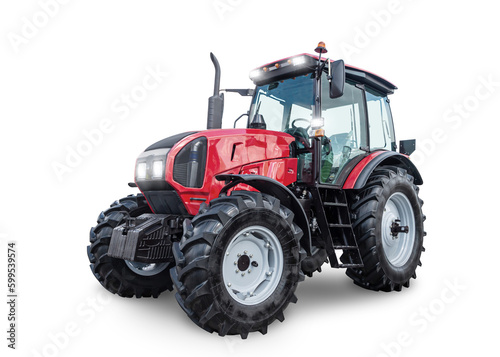 Modern wheeled tractor isolated on transparent background