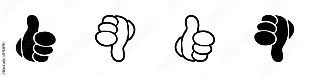 Like and dislike vector icon. Thumb up and Thumb down collection. Vector illustration Like and dislike vector icon. Thumb up and Thumb down collection. Vector illustration