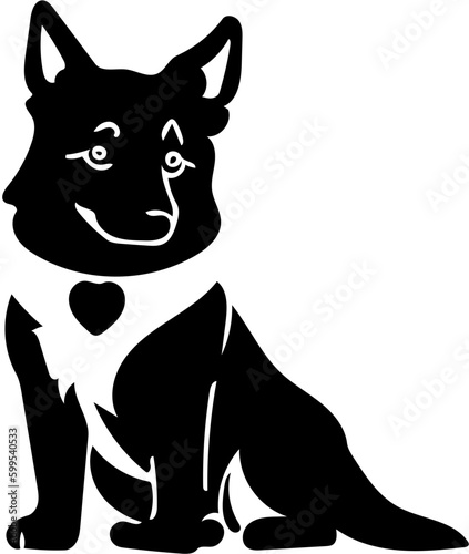 Black and white mascot logo illustration of a german shepherd dog head