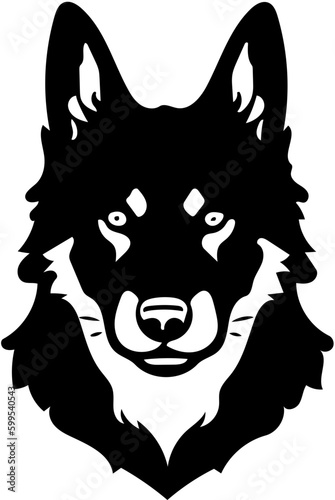Black and white mascot logo illustration of a german shepherd dog head