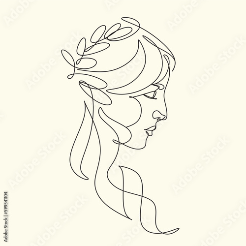 girl with Flowers line art