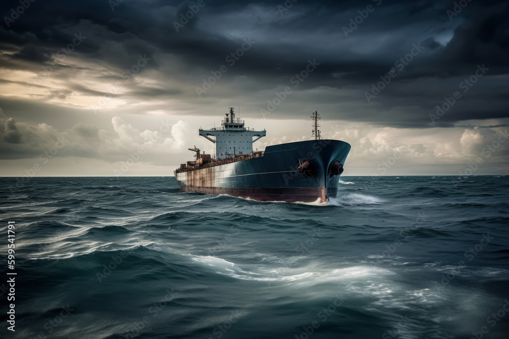 Tanker transporting oil or liquefied gas on the high seas, AI Generated Tanker transporting oil or liquefied gas on the high seas, AI Generated