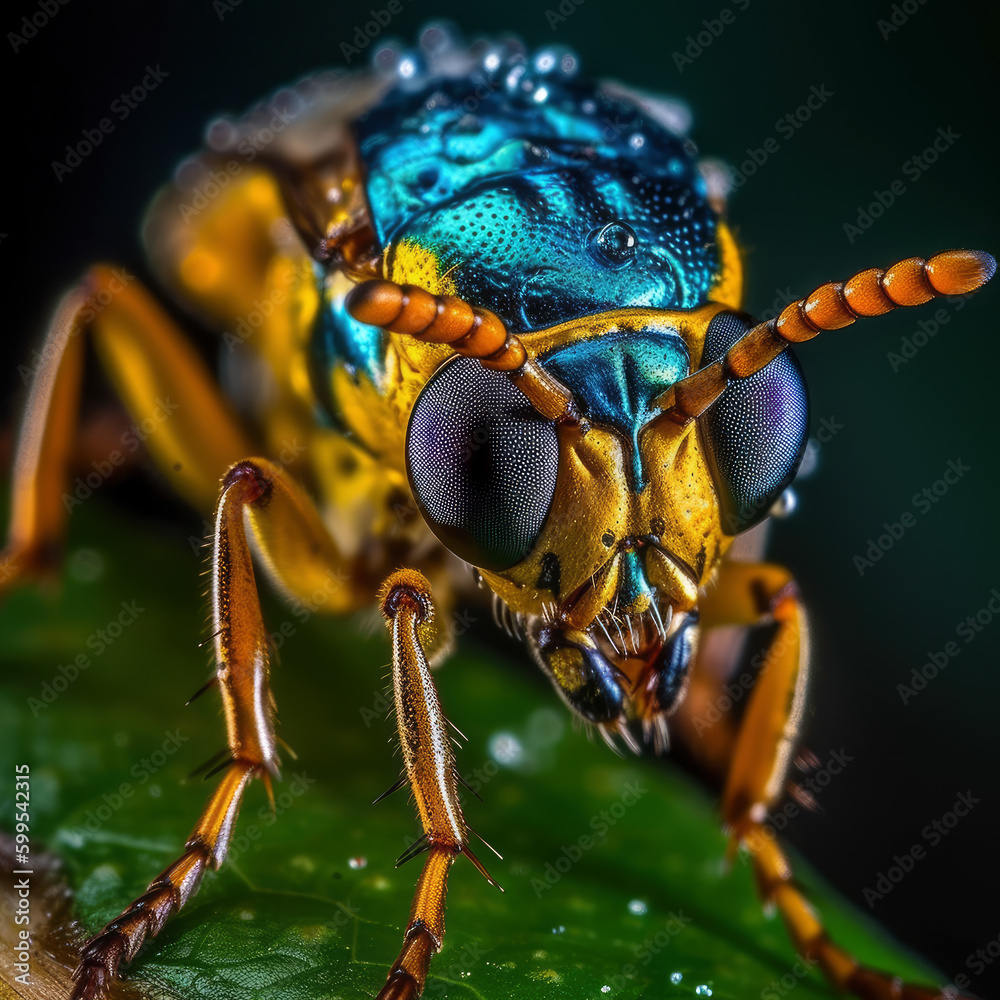 Fototapeta premium Extreme macro, very sharp and detailed insect closeup, AI Generated