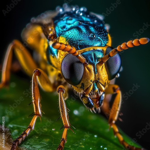 Extreme macro, very sharp and detailed insect closeup, AI Generated © staras