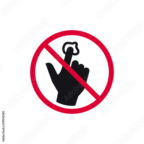 No chewing gum prohibited sign, forbidden modern round sticker, vector illustration.