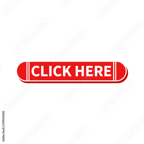 Click Here Button In Red Rounded Rectangle Shape And White Line For Advertising
