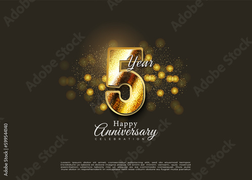 5th anniversary with textured numbers and color combinations. vector premium design.